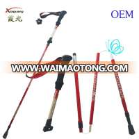 EVA grip telescopic aluminium 7075 folding outdoor walking sticks/trekking poles/hiking stick with fast lock system